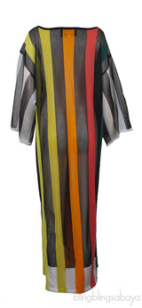 Striped Knitted Sheer Maxi Dress