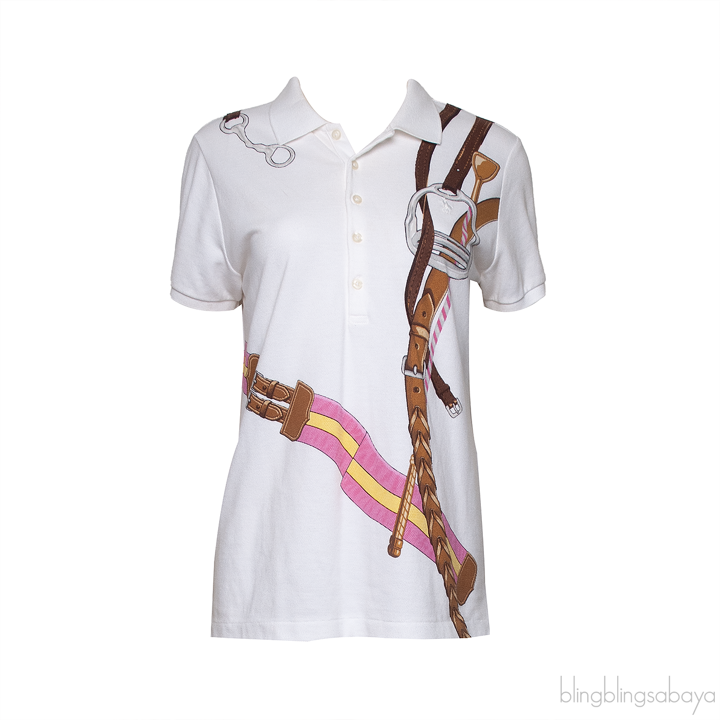 Ralph Lauren White Printed Skinny Polo Shirt