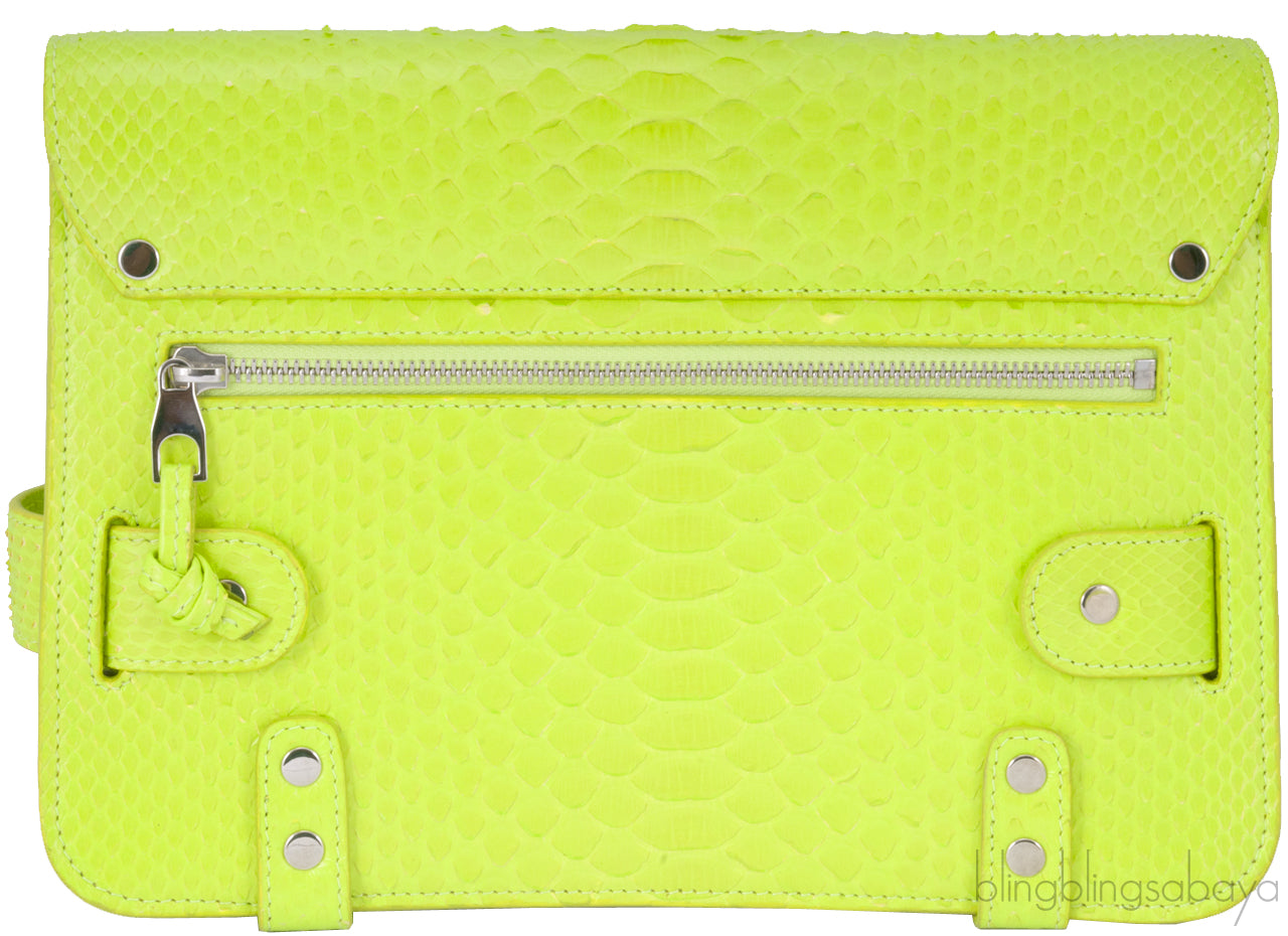 Neon Green Python PS11 Shoulder Bag