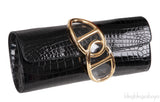 Egee Black Crocodile Clutch GHW