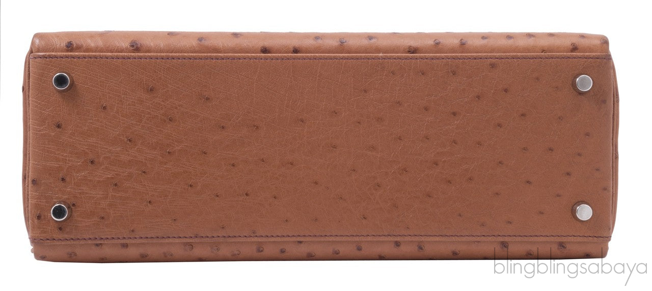 Kelly 32 Cognac Gold Ostrich