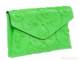 Intrigate Envelope Clutch Neon Green