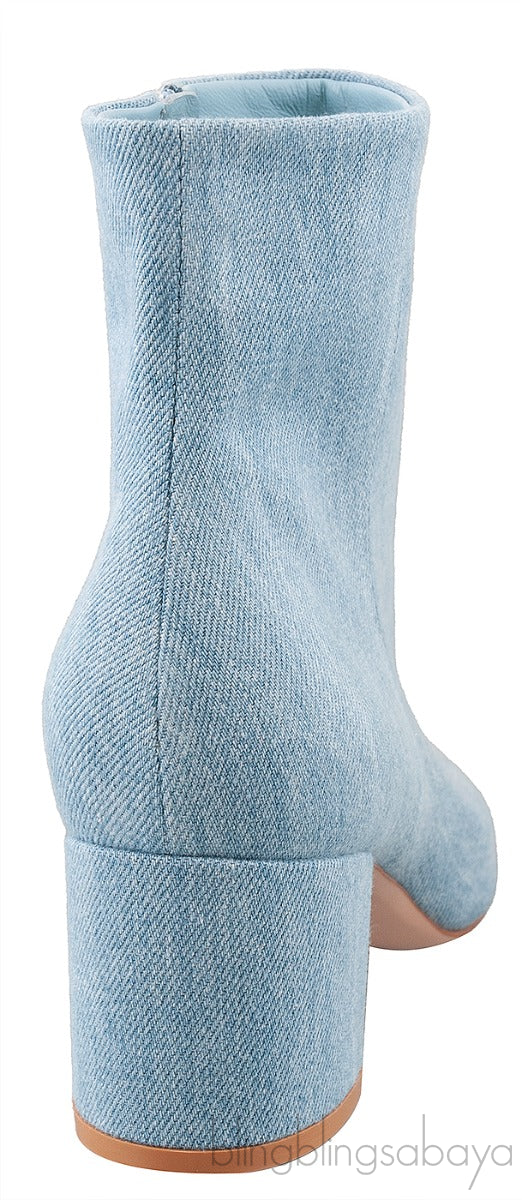 Gianvito Rossi Blue Denim Pointed Toe Boots 39