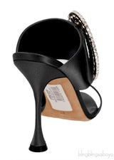 Black Satin Fibiona Slide Sandals