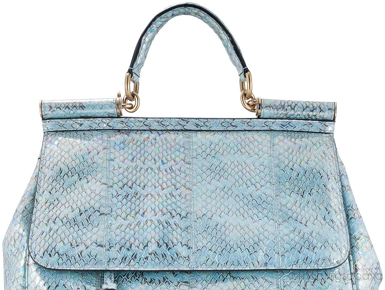 Miss Sicily Blue Watersnake Flap Bag