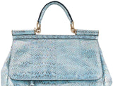 Miss Sicily Blue Watersnake Flap Bag