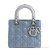 Christian Dior Lady Dior Two Tone Slate Blue And Grey Cannage Shoulder Bag