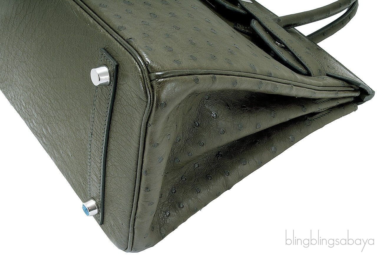 Birkin 30 Ostrich Vert Olive PHW