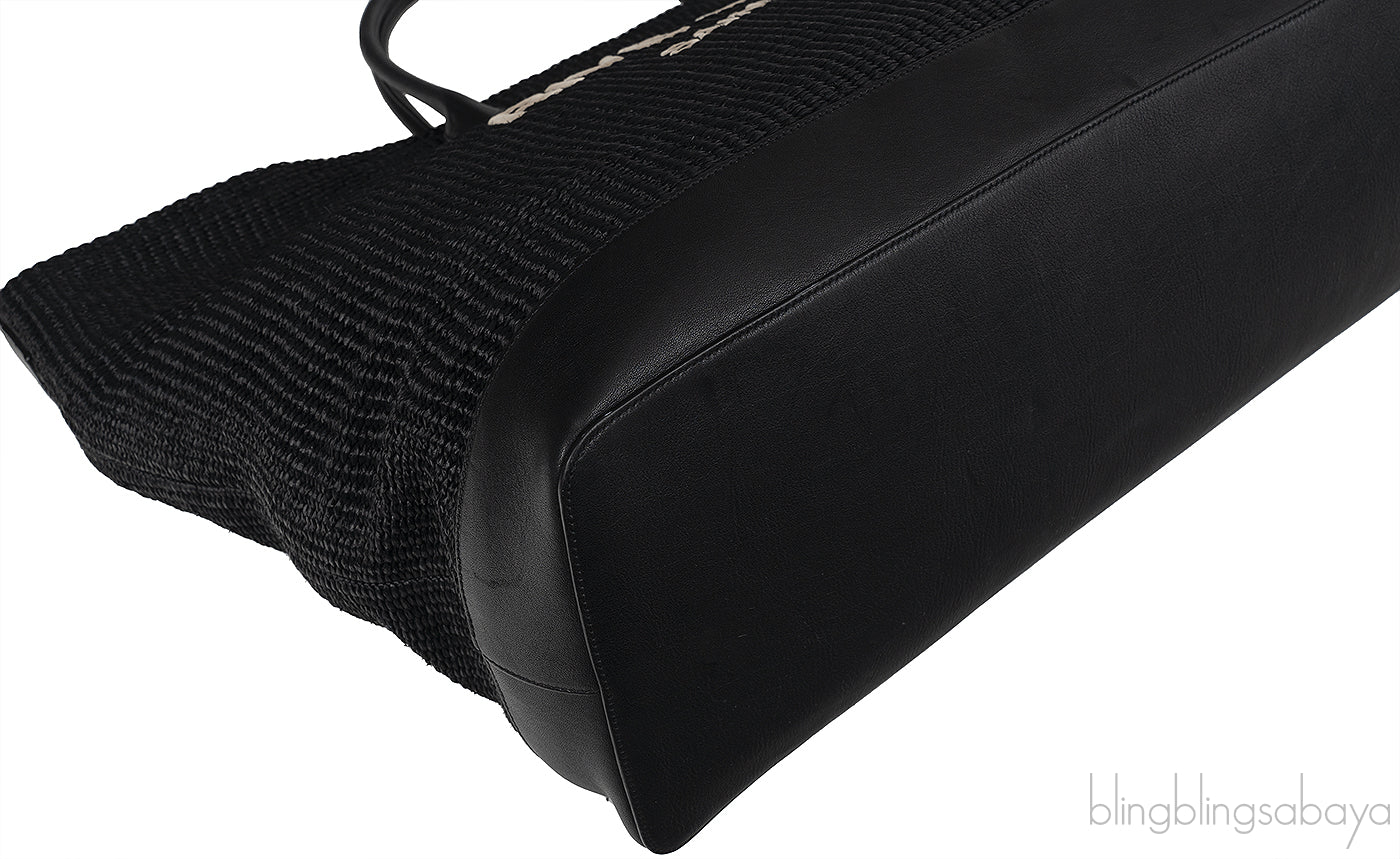 Saint Laurent Black Raffia Rive Gauche Black Oversize Tote