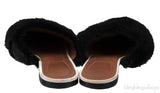 White Bedford Fur Trim Mules