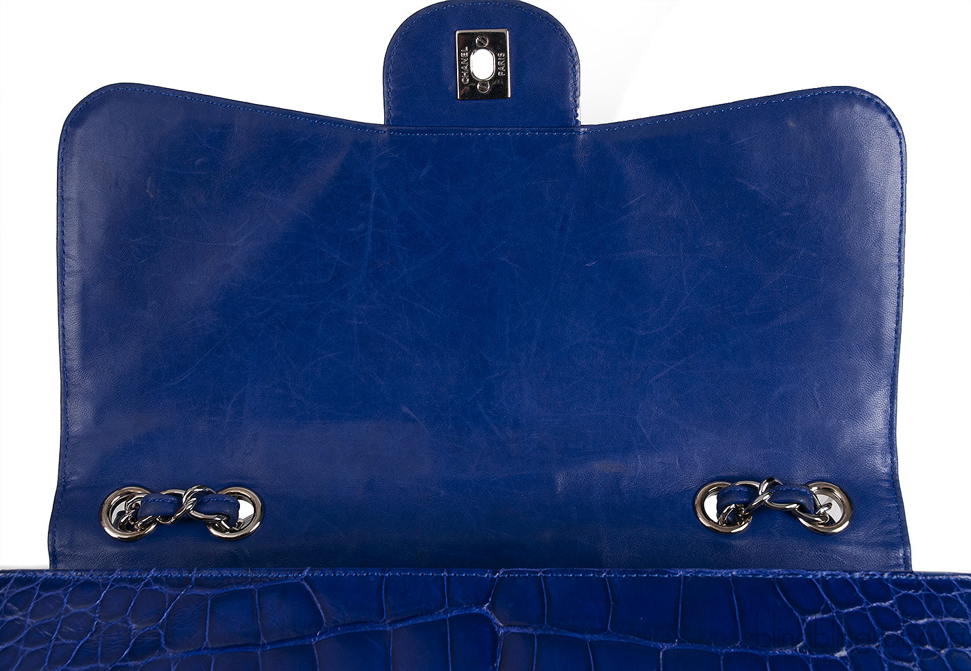Classic Blue Iris Crocodile Jumbo Flap Bag