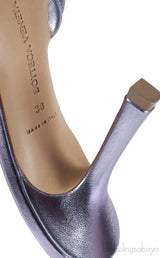 Bottega Veneta Metallic Purple Padded Lido Heeled Mules