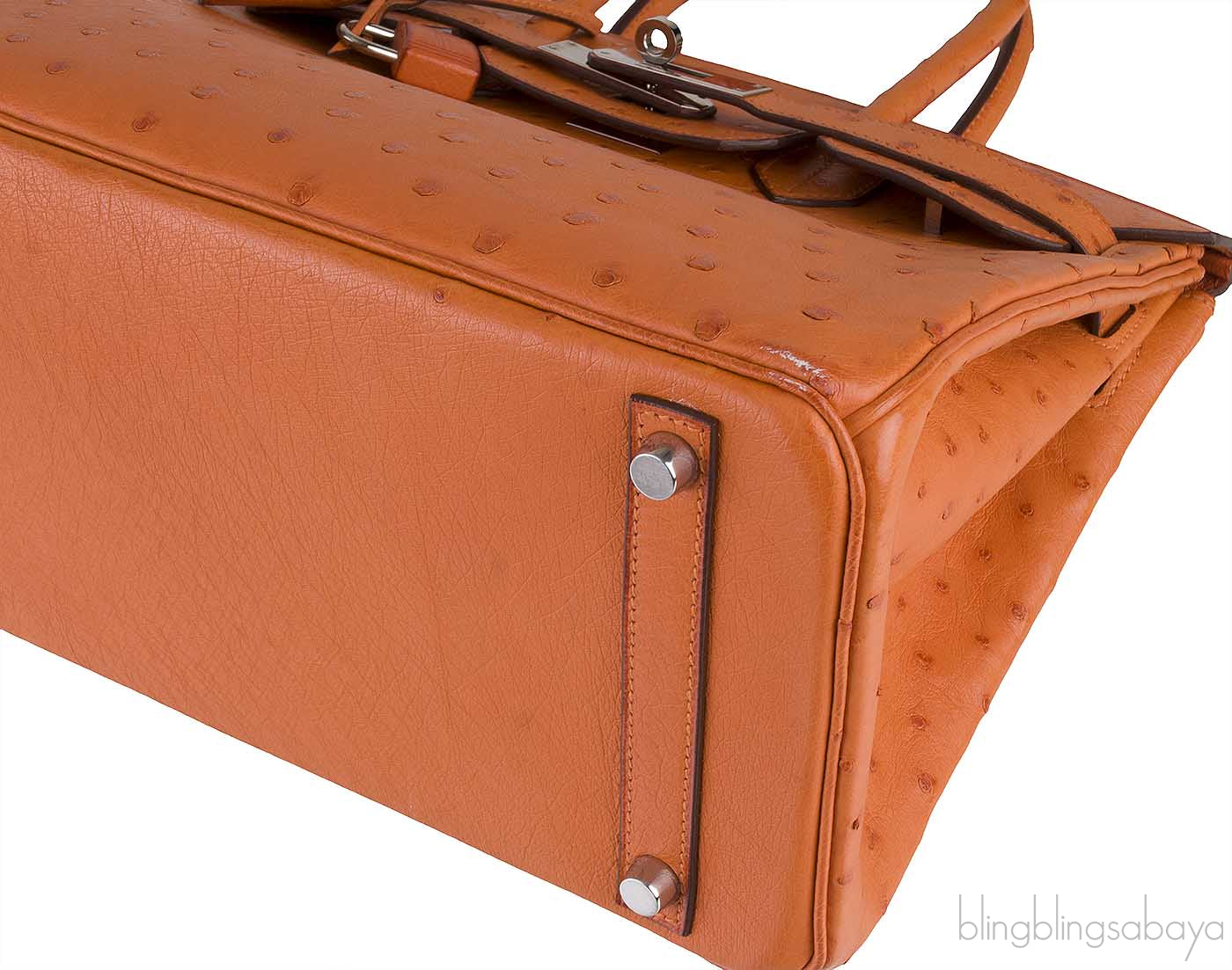 Birkin 30 Tangerine Ostrich PHW