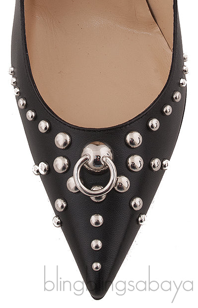 Black Knock Studs Pointed Heels
