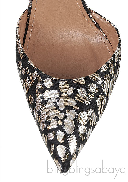 Black & Gold Metallic Pointed Toe Heels
