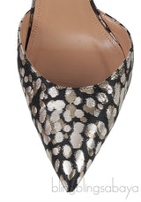 Black & Gold Metallic Pointed Toe Heels