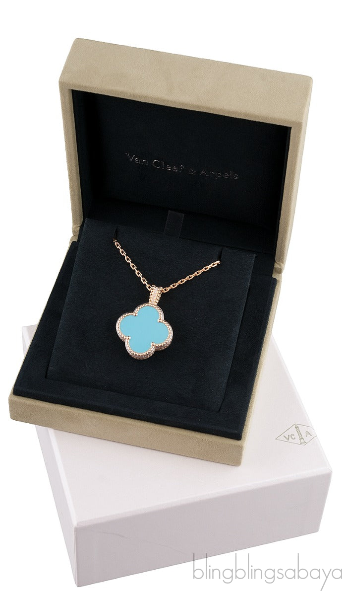 Turquoise Alhambra Secret Pendant Watch