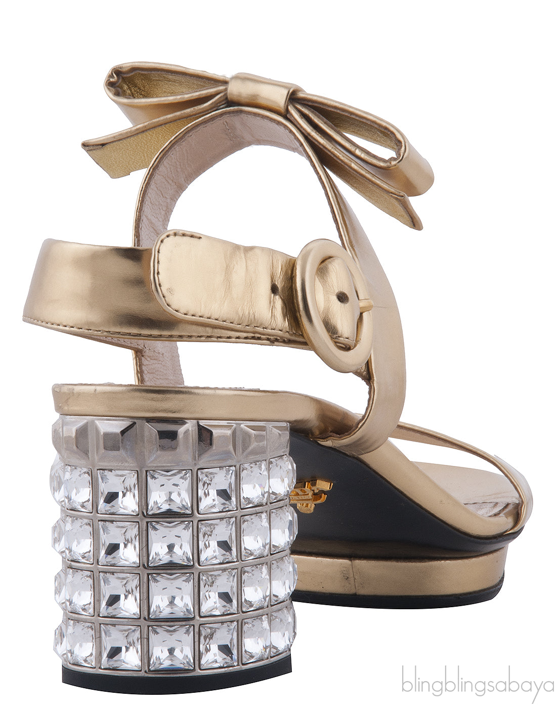 Crystal Heel Ankle Strap Sandals