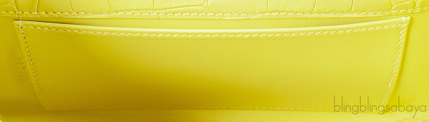 HERMES Kelly Pochette Matte Lime Alligator PHW