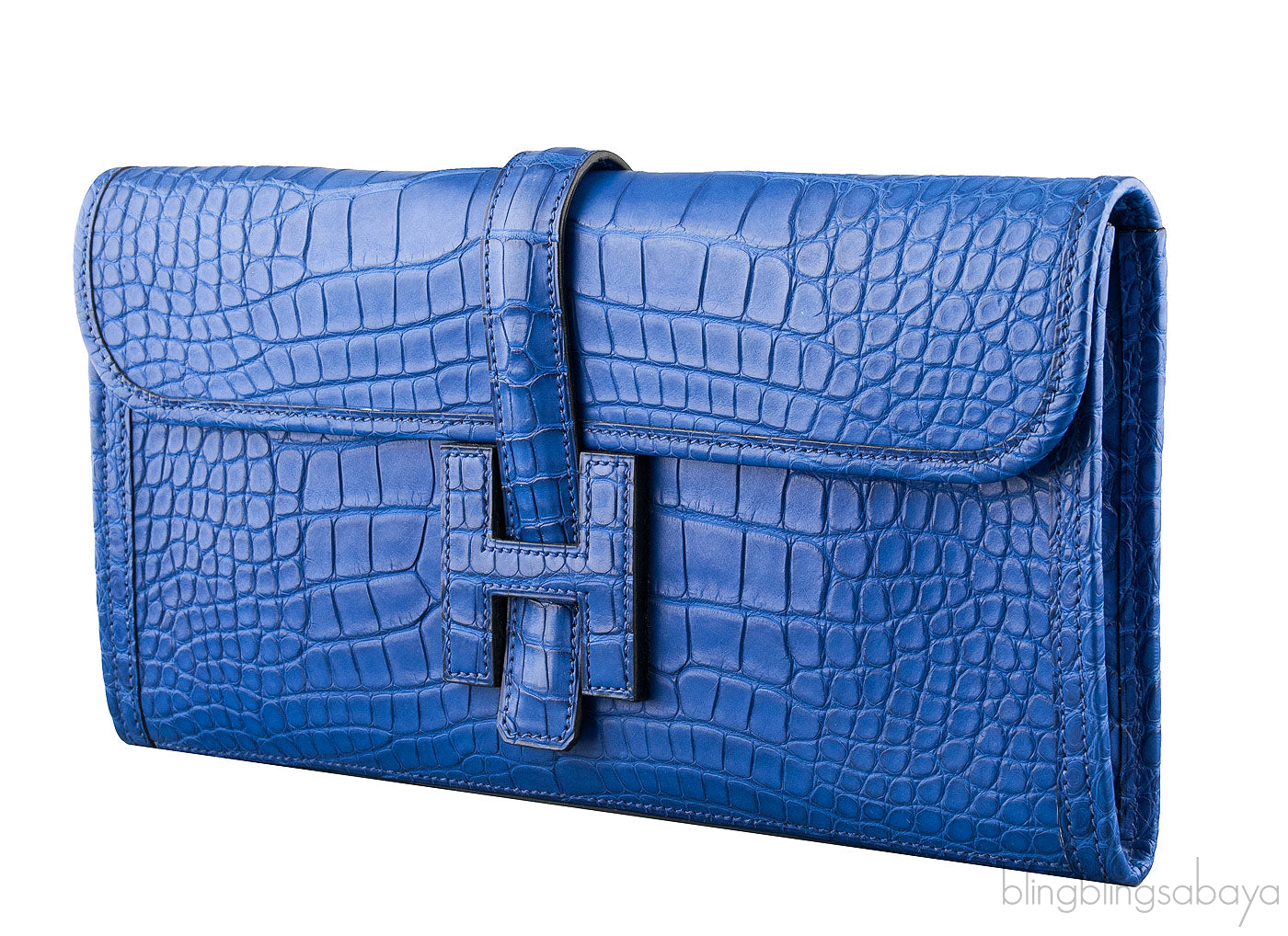 Jige Elan Blue Electric Crocodile Clutch