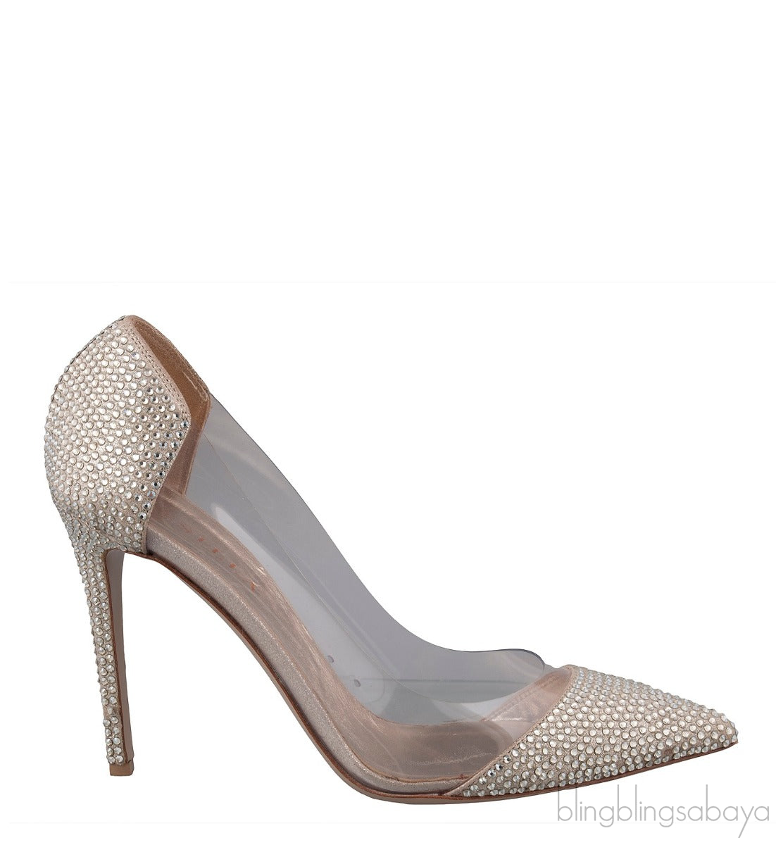 PVC Light Gold Crystal Heels