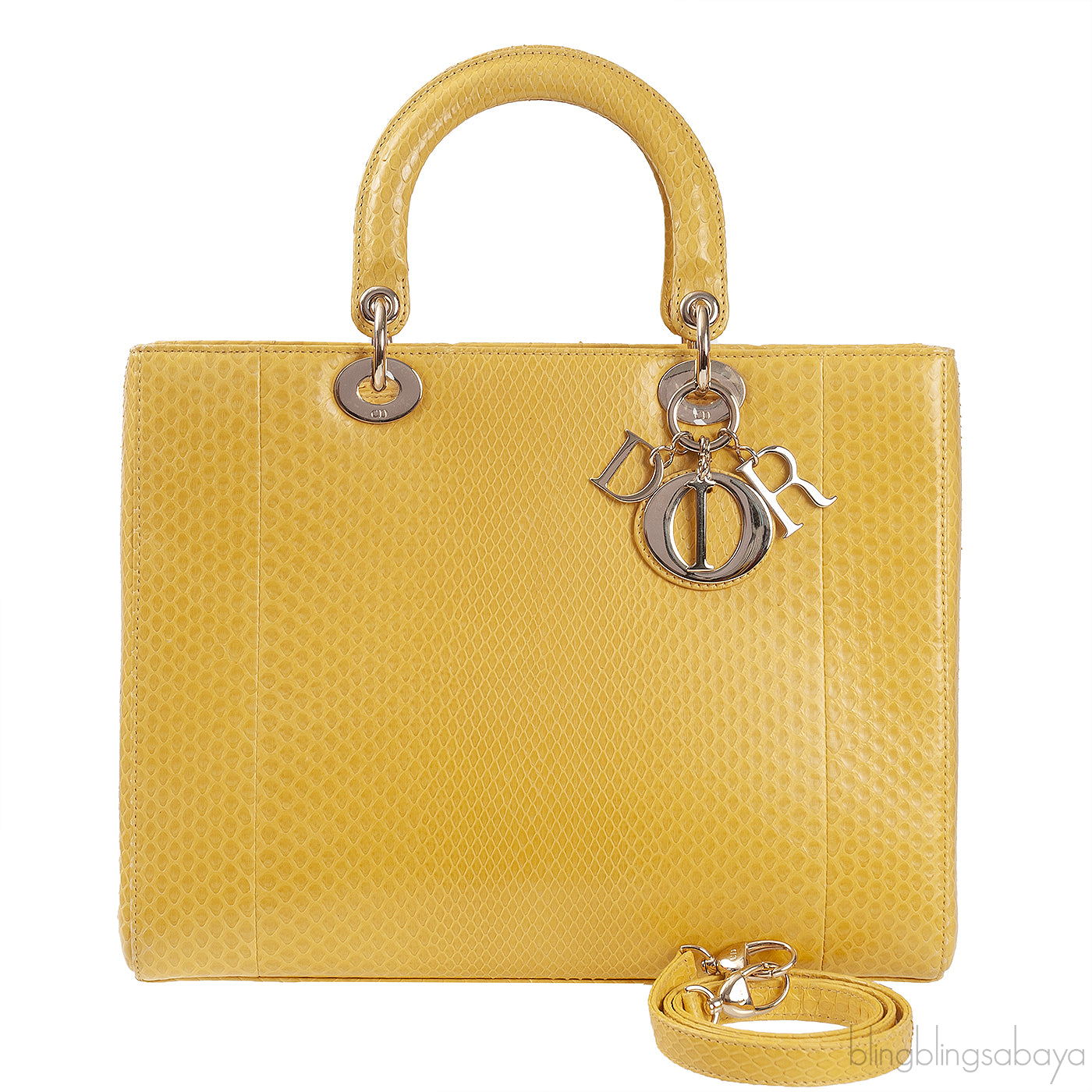 Lady Dior Large Yellow Python PHW