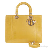 Lady Dior Large Yellow Python PHW