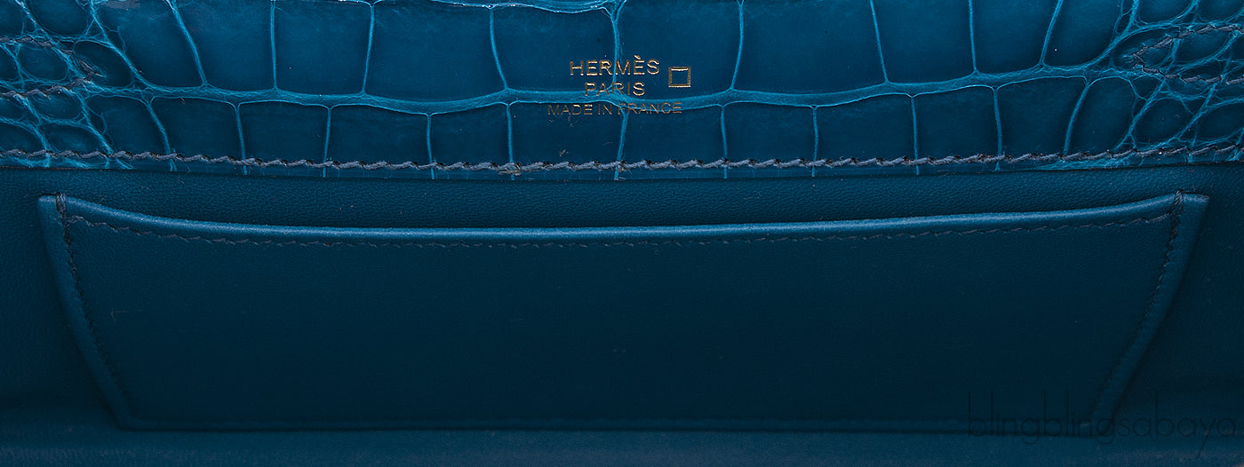 Kelly Pochette Bleu Izmir Crocodile