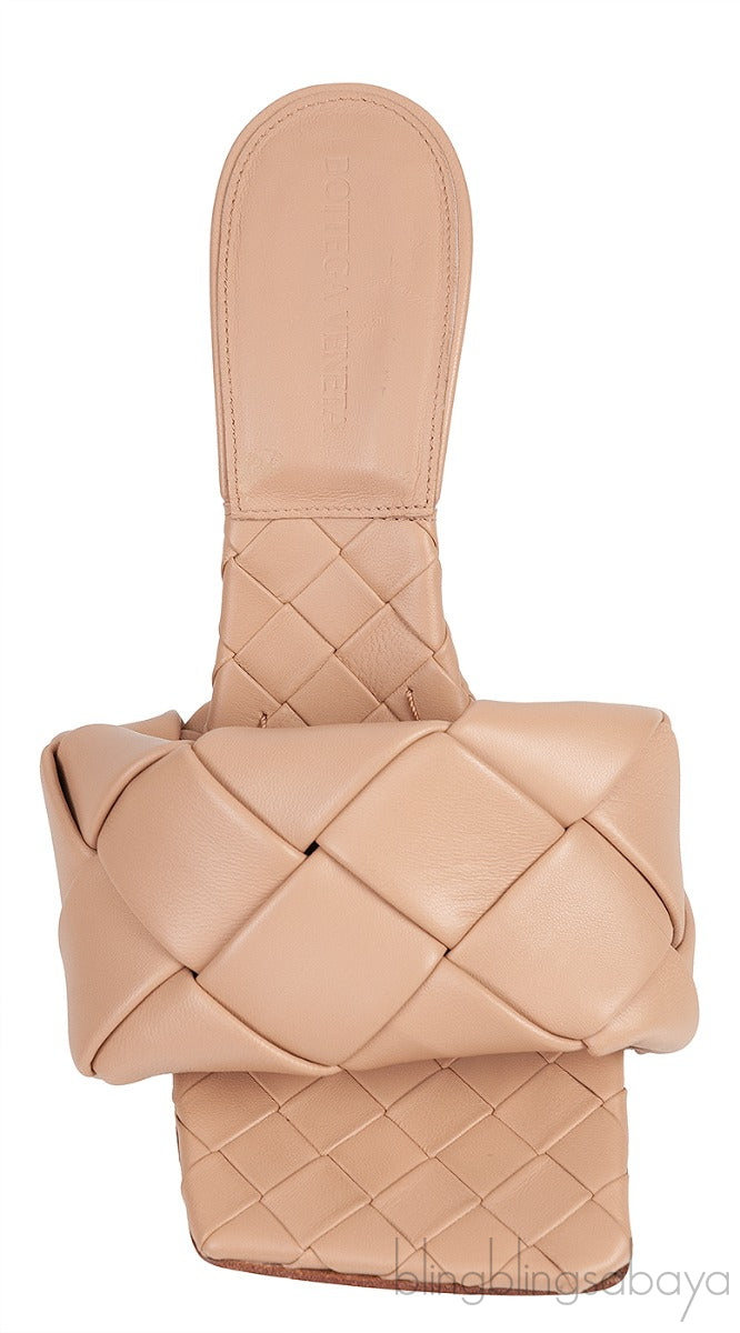 Bottega Veneta Nude Lido Intrecciato Square Toe Mule 38