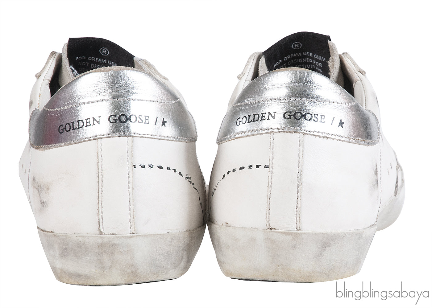 Golden goose White Distressed Printed Leather & Suede Sneakers