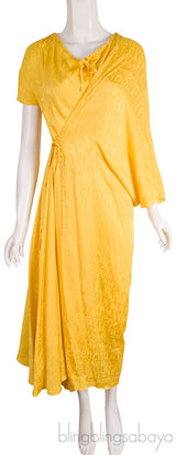 Logo-print Asymmetric Wrap Dress Yellow