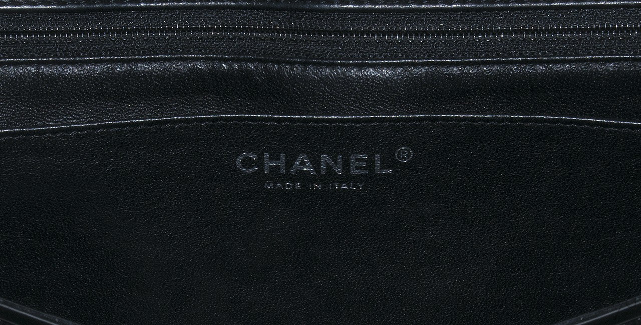 Black Patent Maxi Flap Bag