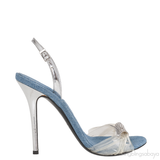 Giuseppe Zanotti Blue Denim Crystal PVC Slingback Heels
