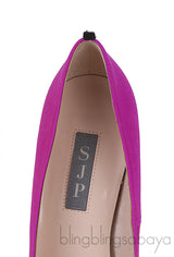 Pink Satin Crystal Embellished Heels