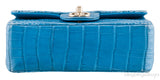 Light Blue Croc Mini Single Flap GHW