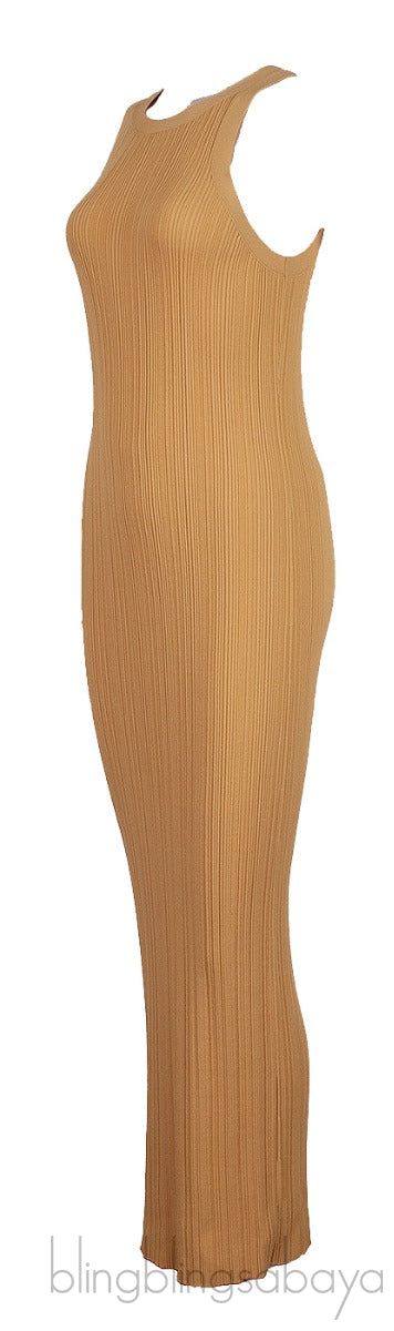 Yellow Seamless Ribbed Tank Dress