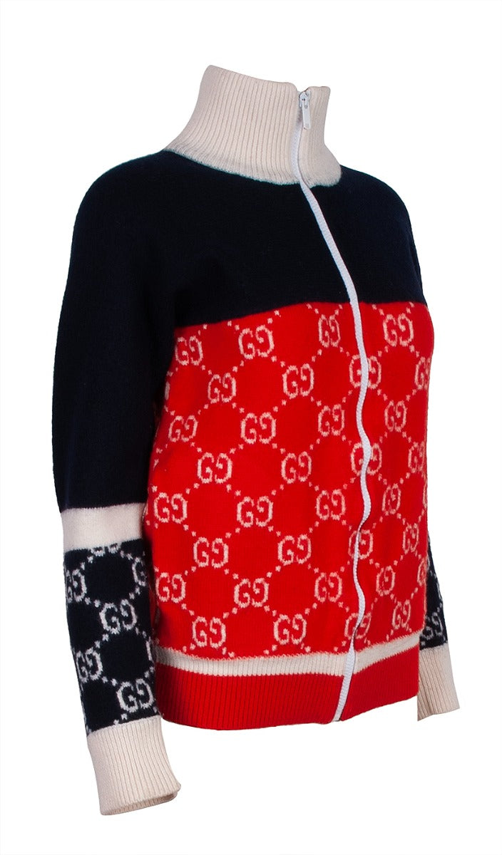 GG Tri-color Knitted Wool Jacket