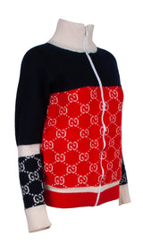 GG Tri-color Knitted Wool Jacket