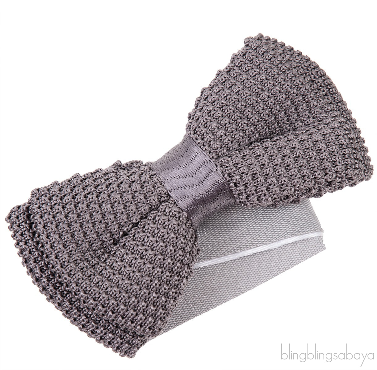 Grey Knitted Silk Bow Tie
