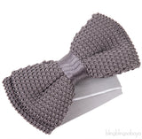 Grey Knitted Silk Bow Tie