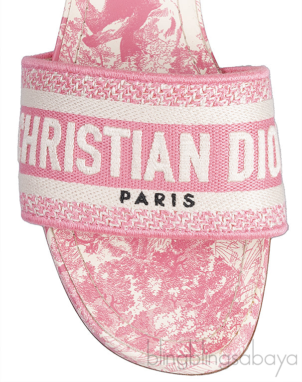 Dway Pink Embroidered Heeled Slide