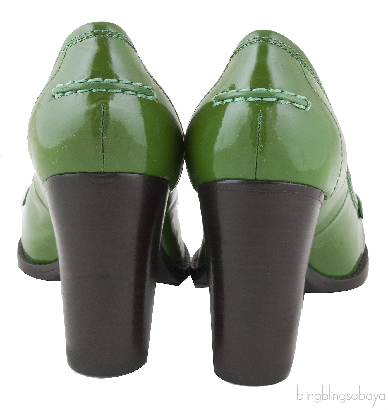 Green Patent Loafer Heels