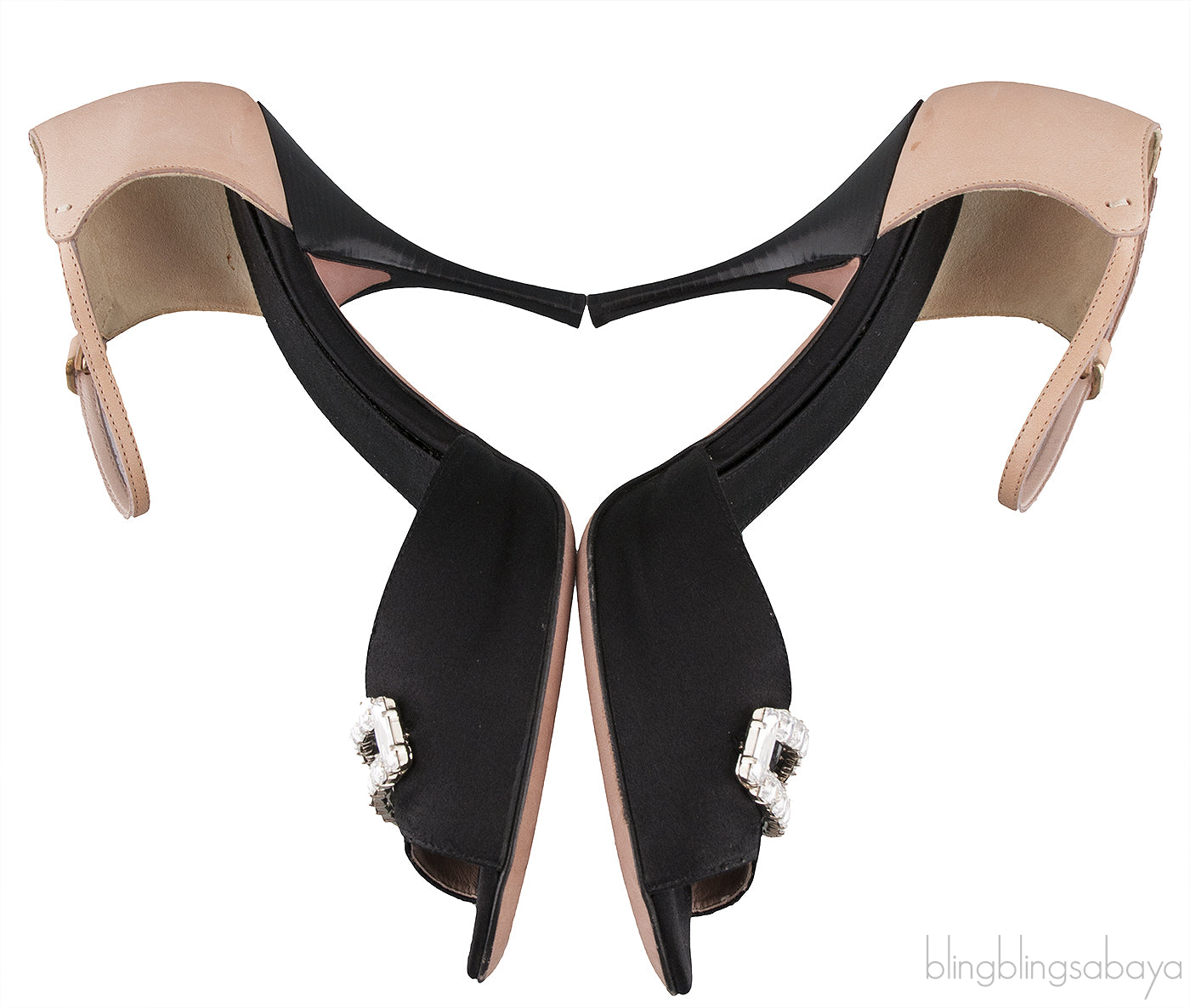 Crystal Peep Toe Slingback Heels