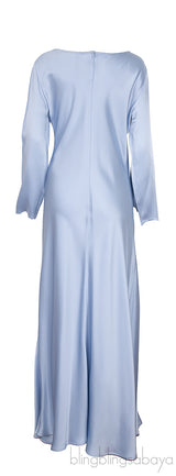 Powder Blue Long Sleeve Satin Dress