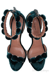 Emerald Velvet Bombe Heels