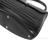 Black Crocodile Top Handle Bag