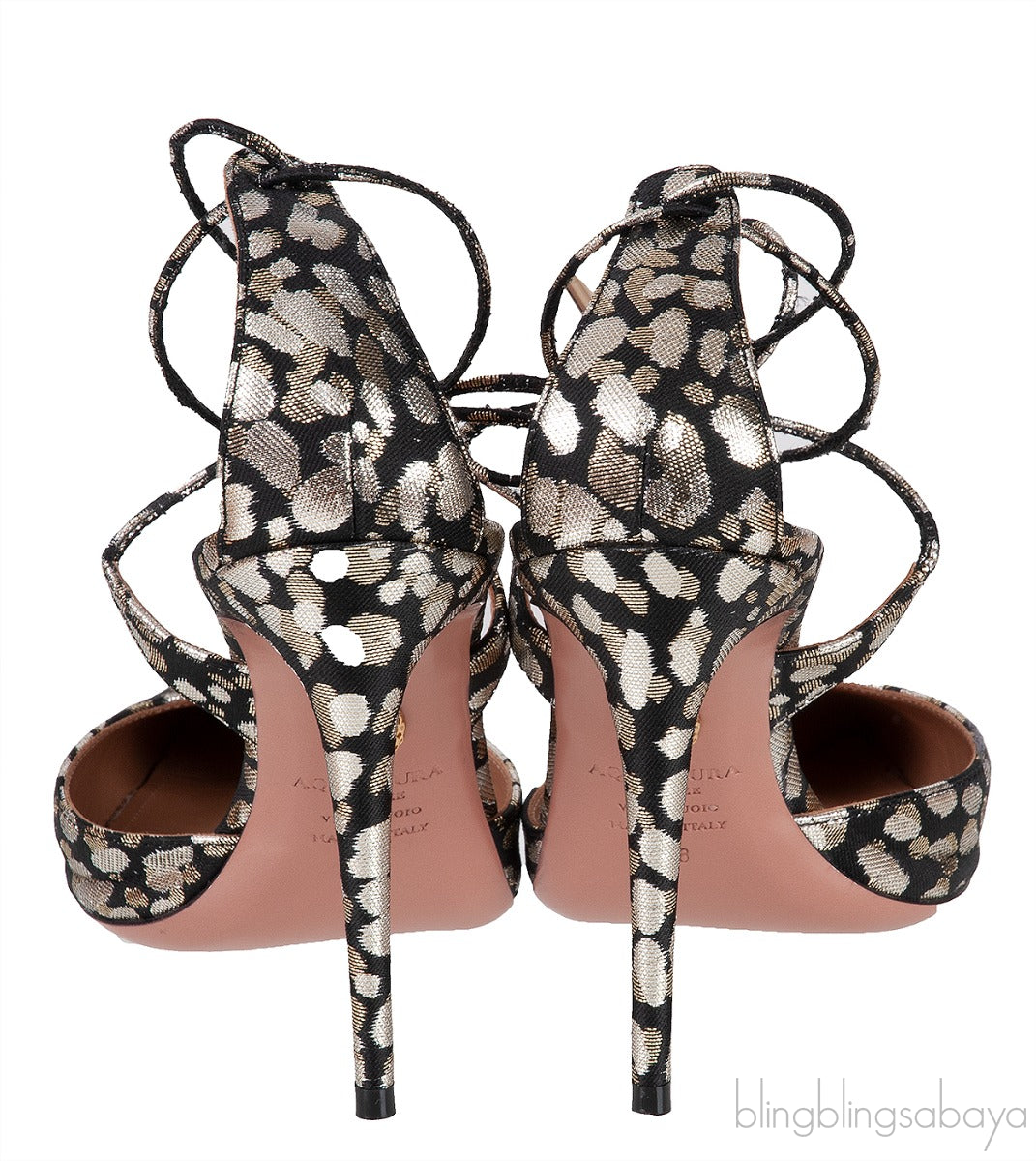 Black & Gold Metallic Pointed Toe Heels