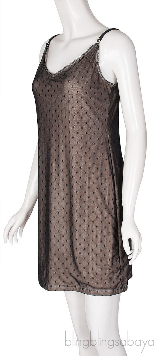 Black Lace Nude Cami Dress