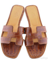 Oran Sandals Brown Crocodile