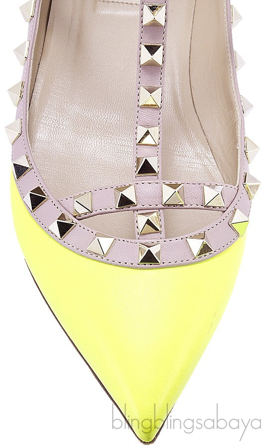Citron Rockstud Flat Ballerina